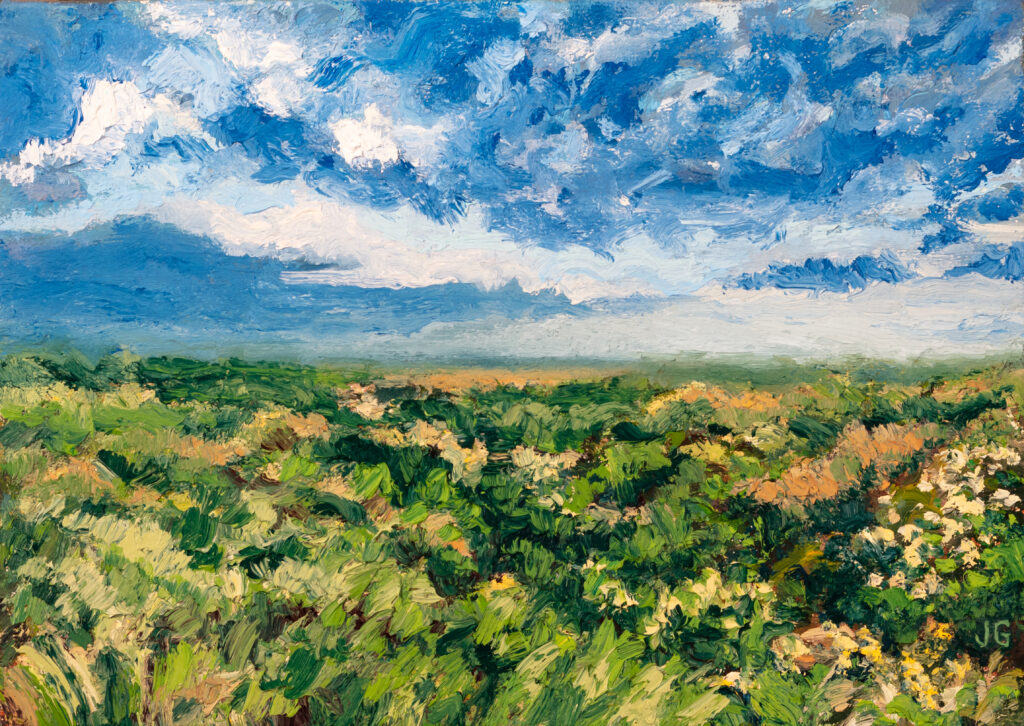 Western Prairie Ravine, original oil painting by Jonathan Goodding