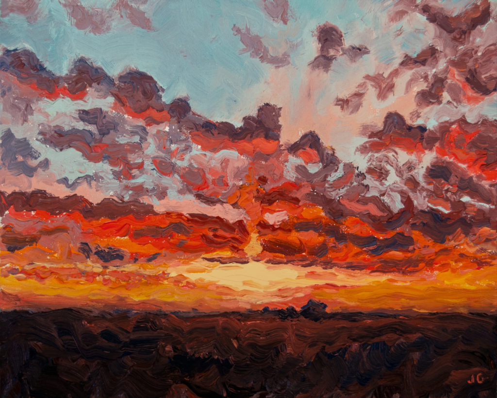 Harvest Sunrise No. 1, original oil painting by Jonathan Goodding