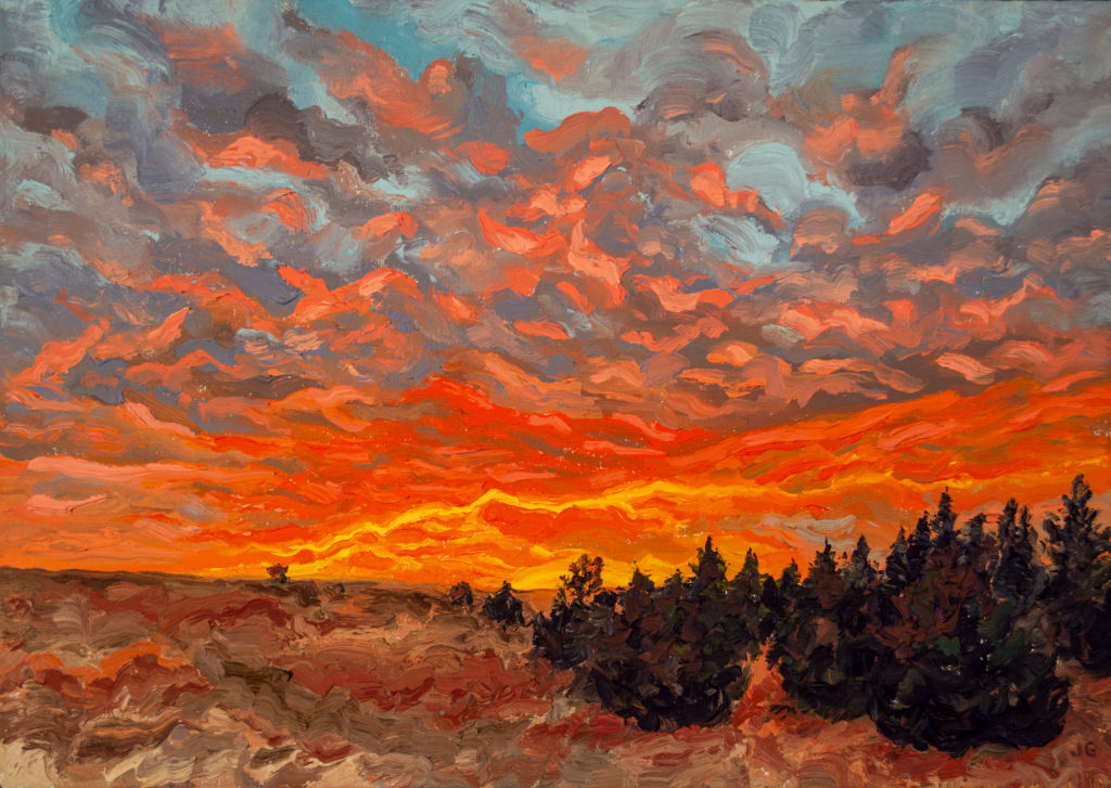 Cedar Sunrise, original oil painting by Jonathan Goodding