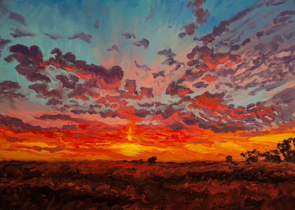 Harvest Sunrise No. 2, original oil painting by Jonathan Goodding