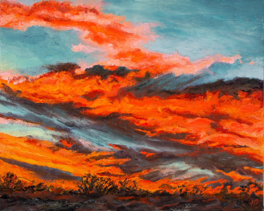 Autumn Sunset No. 2, original oil painting by Jonathan Goodding