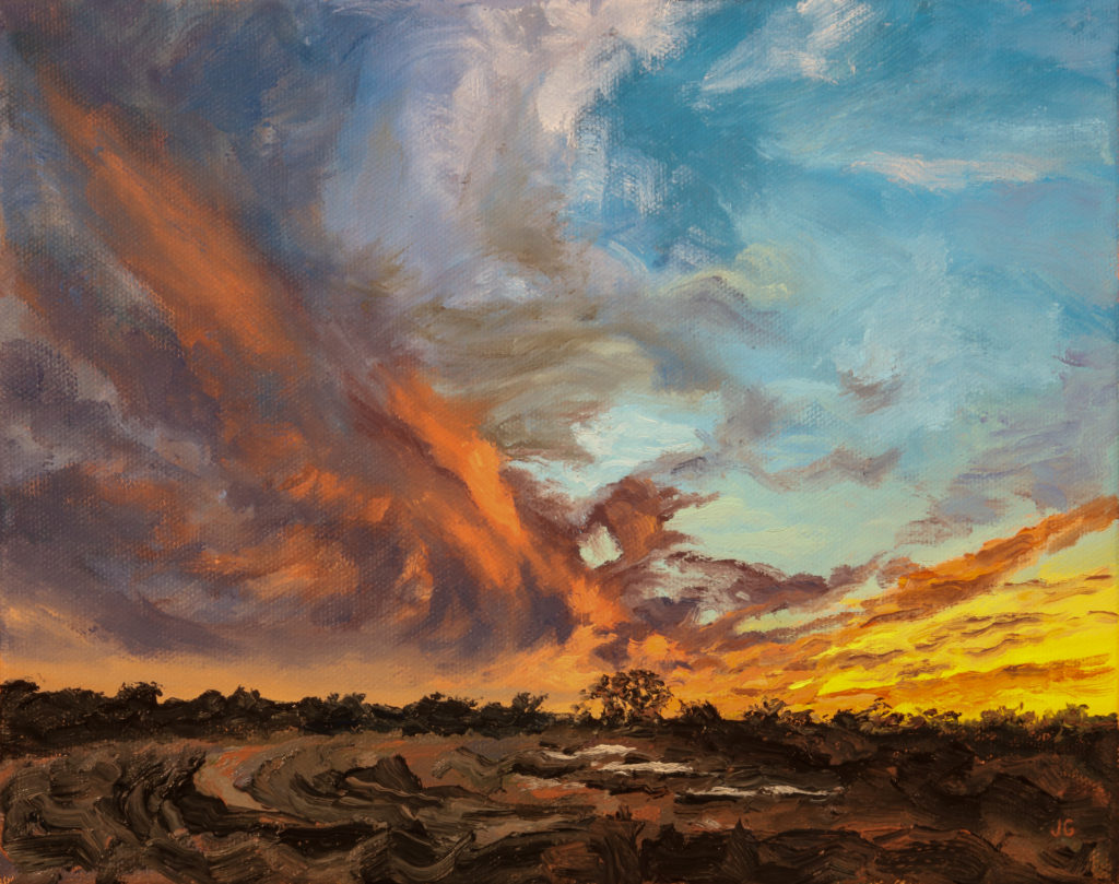 Autumn Sunset No. 3, original oil painting by Jonathan Goodding
