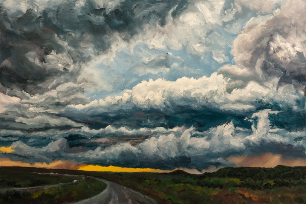 Storm Clouds Past the Badlands, original oil painting by Jonathan Goodding