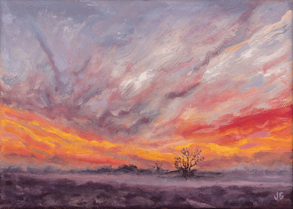Late Autumn Sunrise No. 1, original oil painting by Jonathan Goodding
