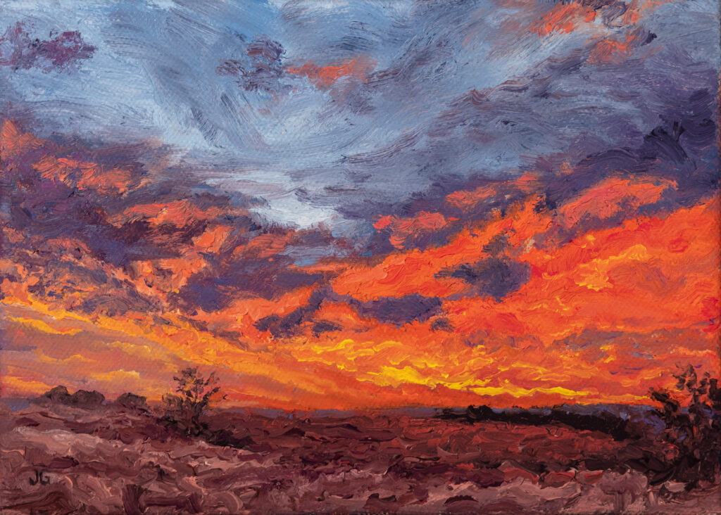 Winter Sunrise No. 2, original oil painting by Jonathan Goodding
