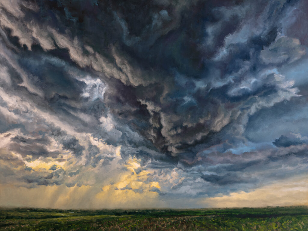 Early July Storm Clouds and Sunlight, original oil painting by Jonathan Goodding