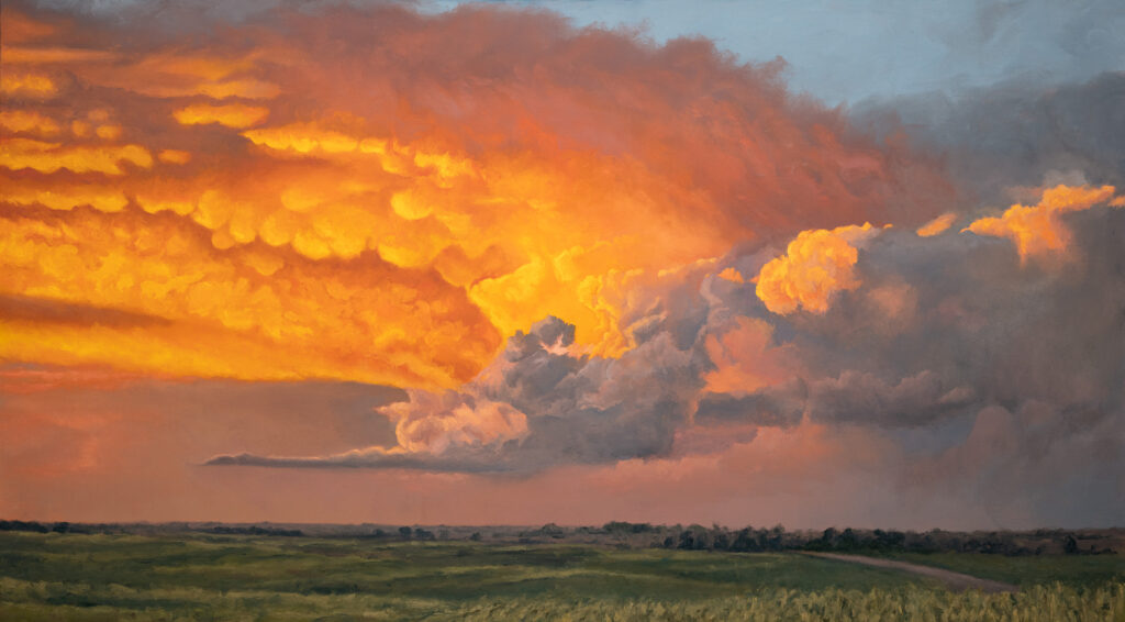 Late Summer Sunset with Mammatus, original oil painting by Jonathan Goodding