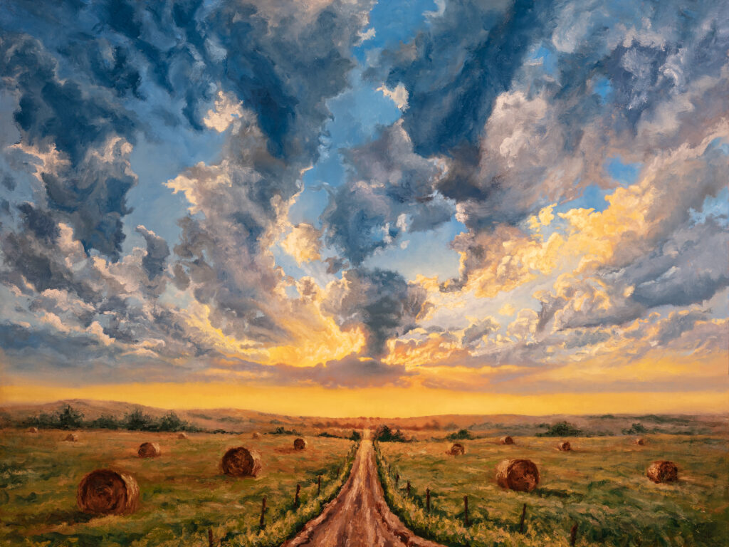 Sandhills Hayfields and Sunlight, original oil painting by Jonathan Goodding