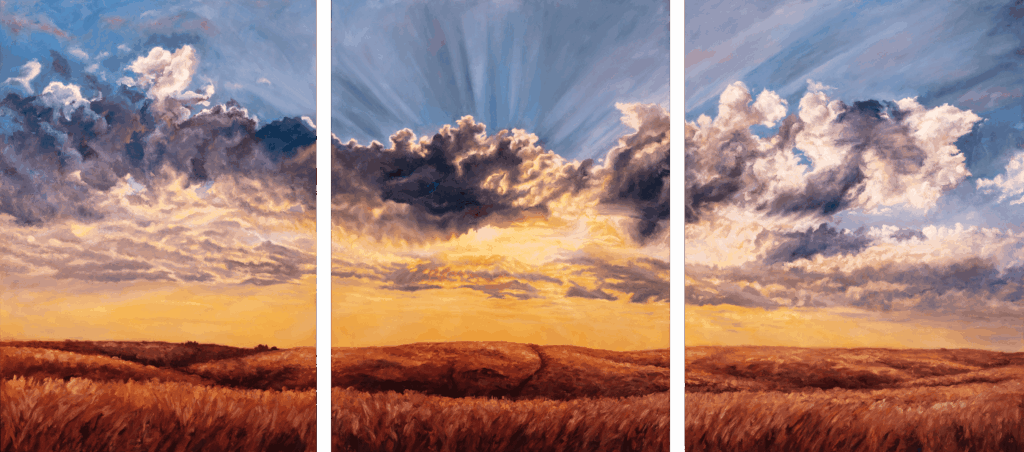 Evening Sunlight Over the Wine-Stained Prairie, original oil painting by Jonathan Goodding
