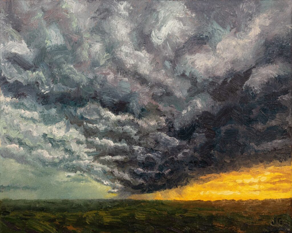 Storm Clouds at Sunset, original oil painting by Jonathan Goodding