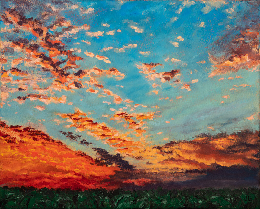 Late Summer Sunrise, original oil painting by Jonathan Goodding